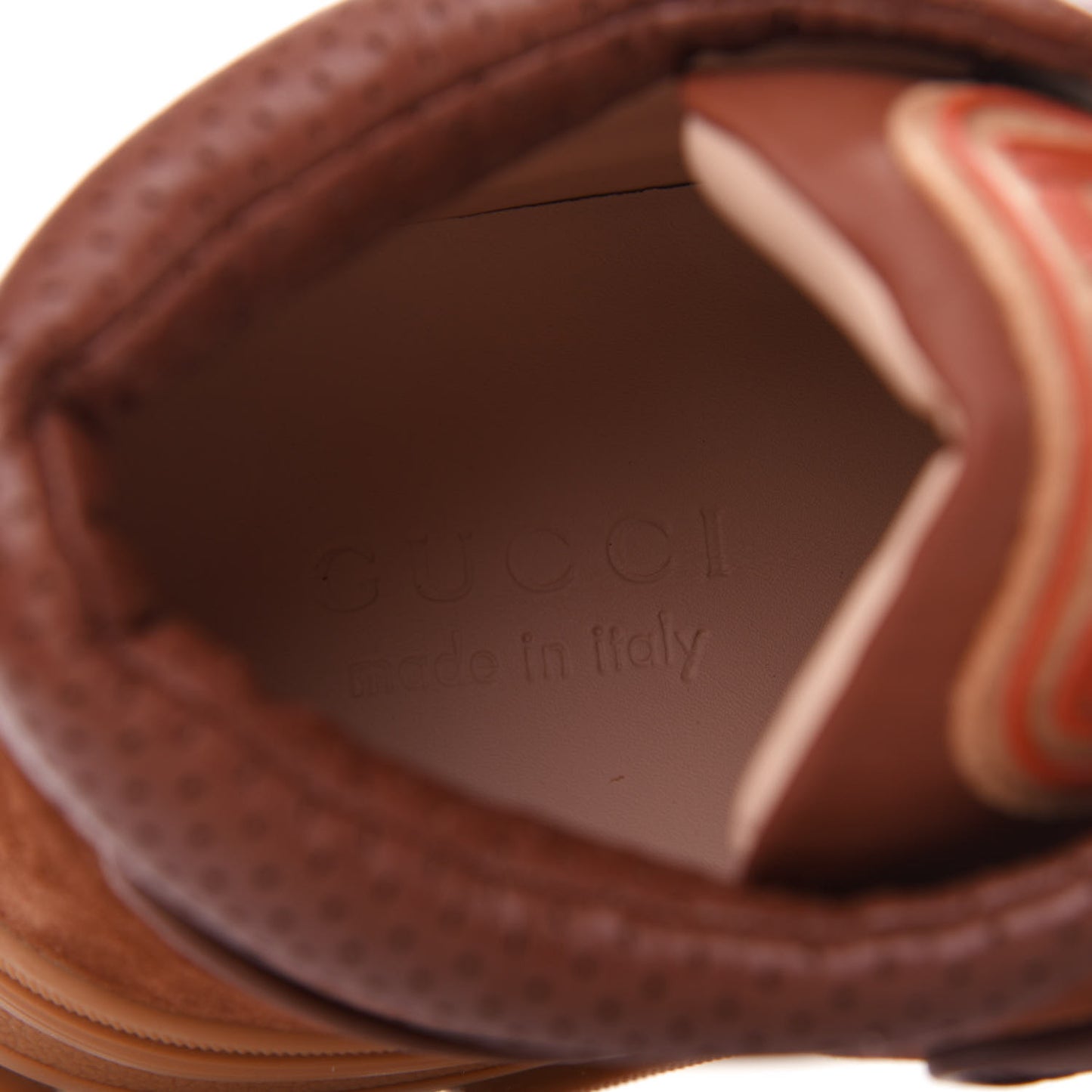 X SEGA Suede Calfskin GG Monogram Mens Flashtrek Sneakers 8.5 New Cuir Beige Ruggine