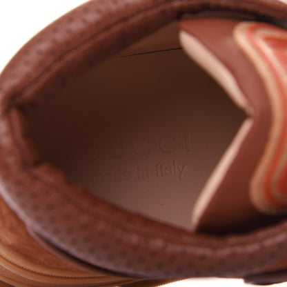 Gucci X SEGA Suede Calfskin GG Monogram Mens Flashtrek Sneakers 8.5 New Cuir Beige Ruggine 8 of 11