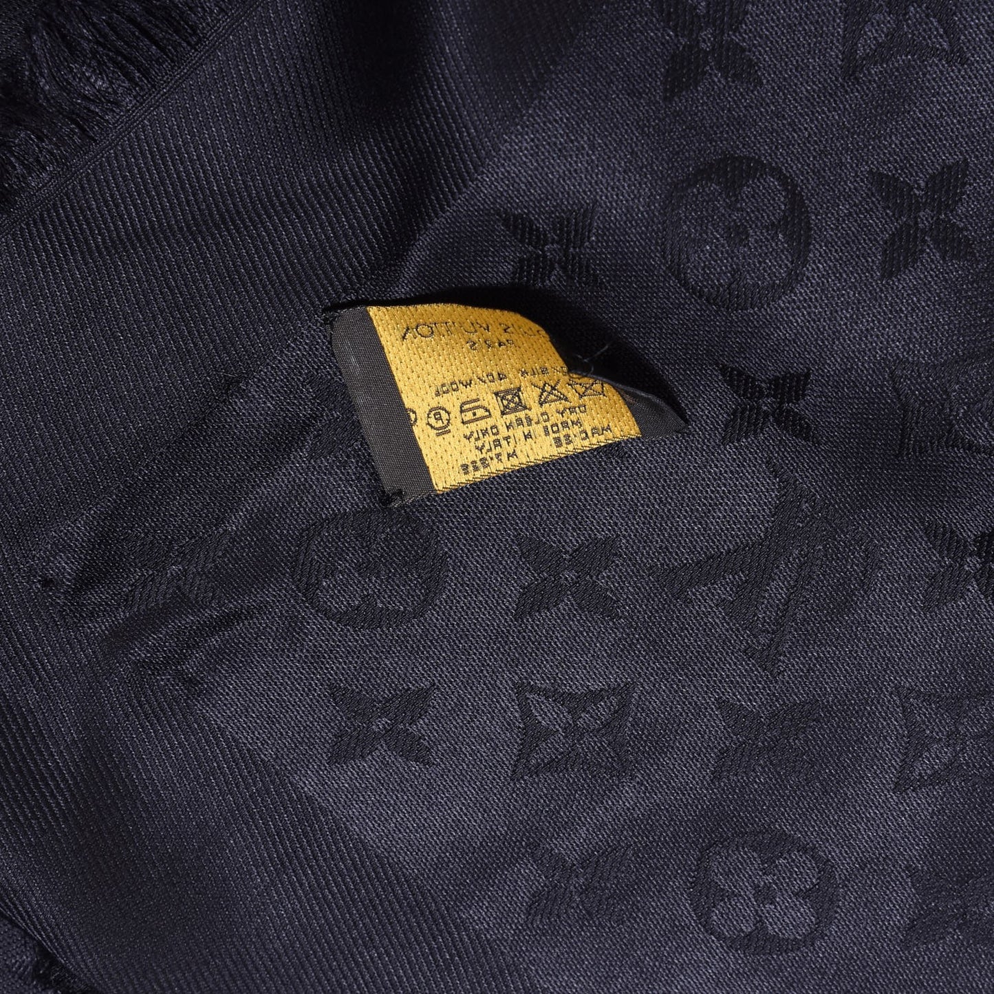Silk Wool Monogram Shawl Black