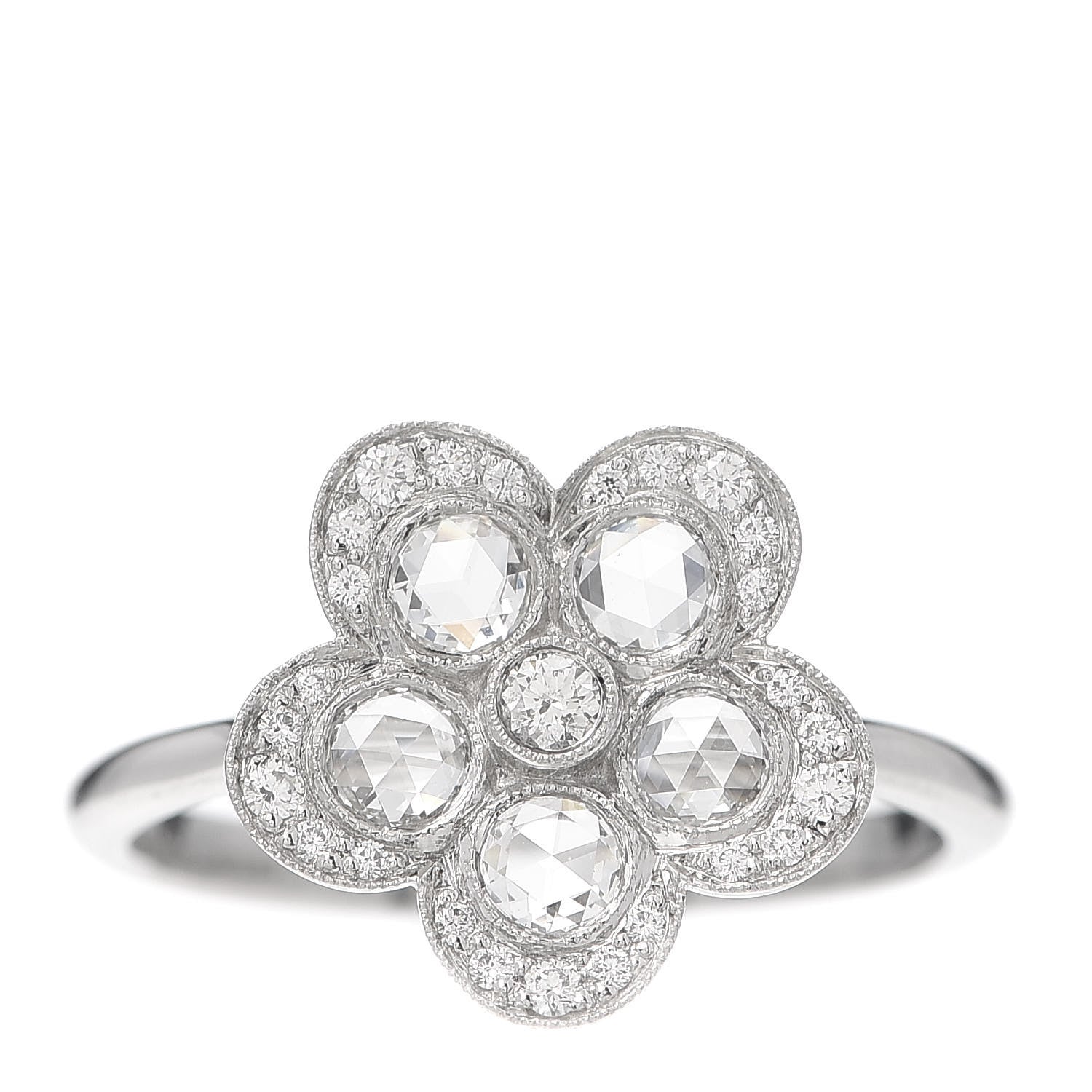 Tiffany Platinum Diamond Enchant Flower Ring 52 6 1 of 5
