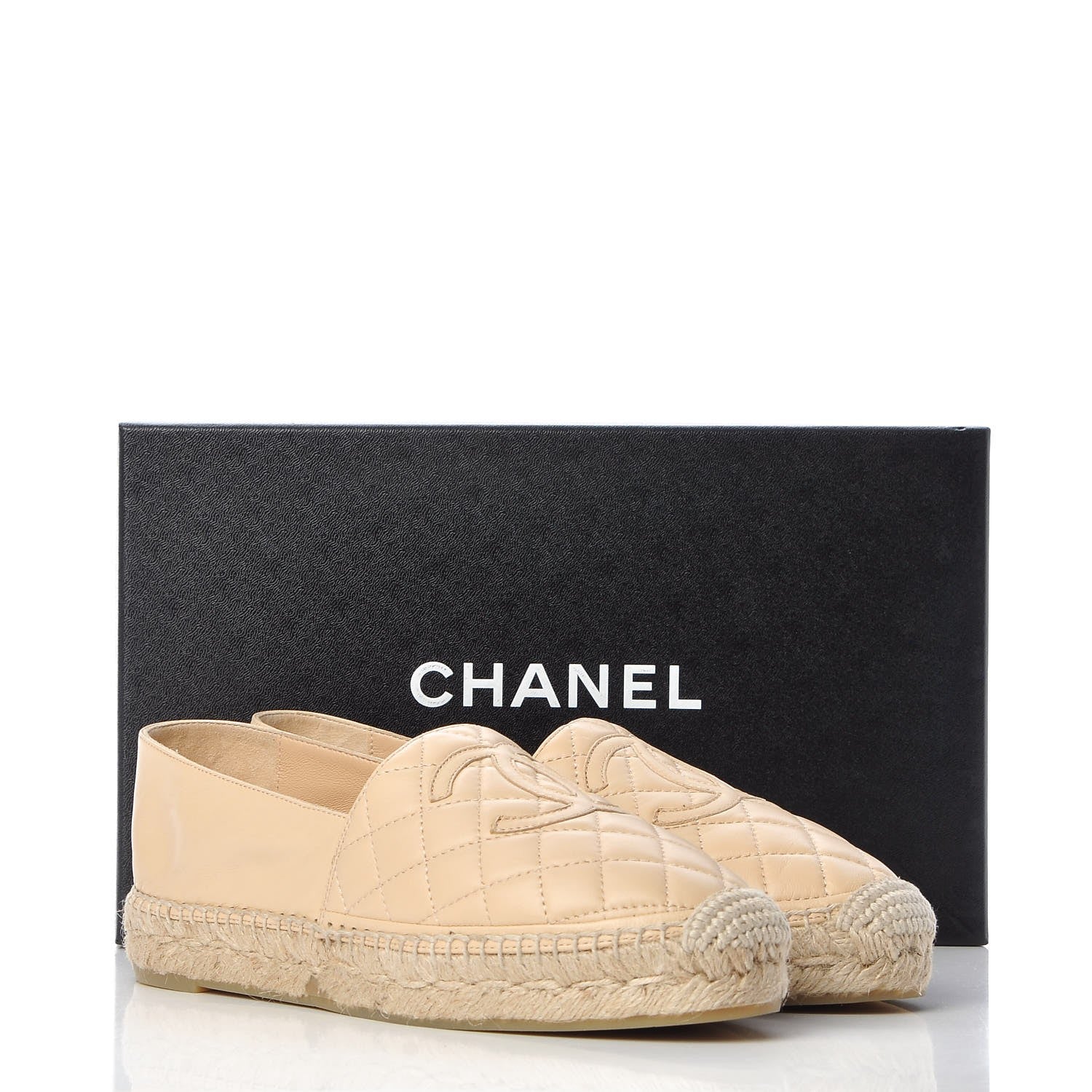 Chanel Lambskin Quilted CC Espadrilles 38 Beige 11 of 11