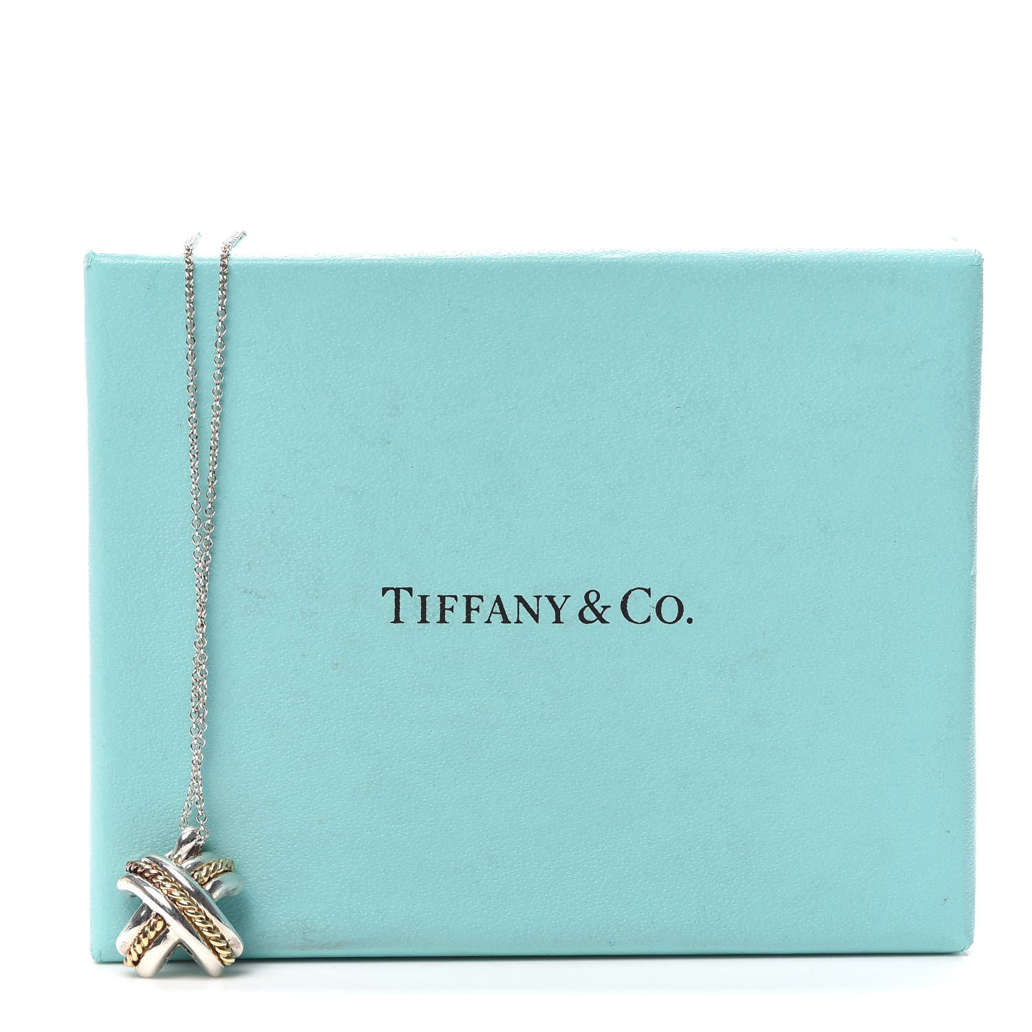 Tiffany Sterling Silver 18K Yellow Gold Signature X Pendant Necklace 6 of 6