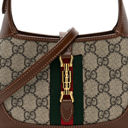 Gucci GG Supreme Monogram Azalea Calfskin Web Mini Jackie 1961 Hobo Beige Ebony Brown Sugar 7 of 9