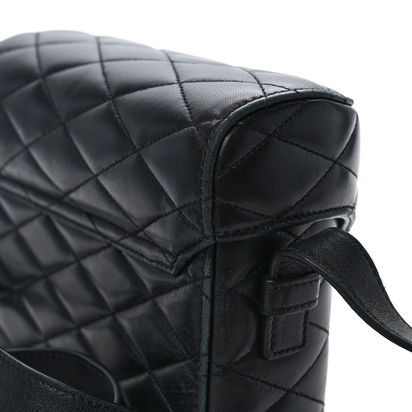 Lambskin Quilted Monogram June Box Bag Black