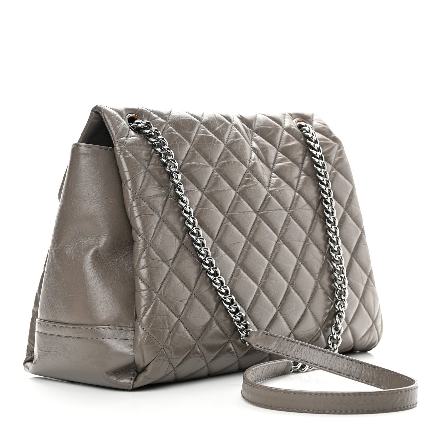 Aged Calfskin Medium Lady Pearly Flap Grey