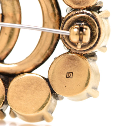 Gucci Metal Crystal Double G Brooch Aged Gold 5 of 6