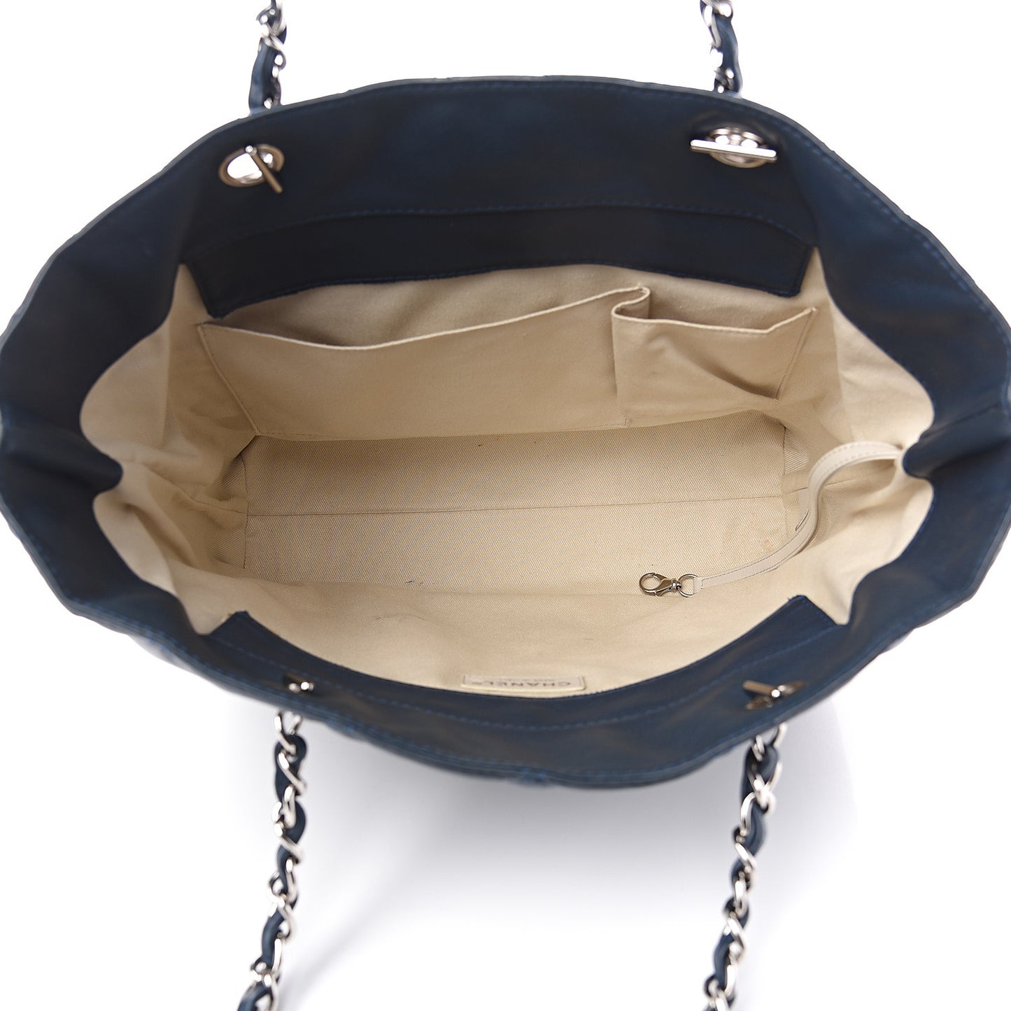Calfskin Quilted In The Business North South Tote Blue
