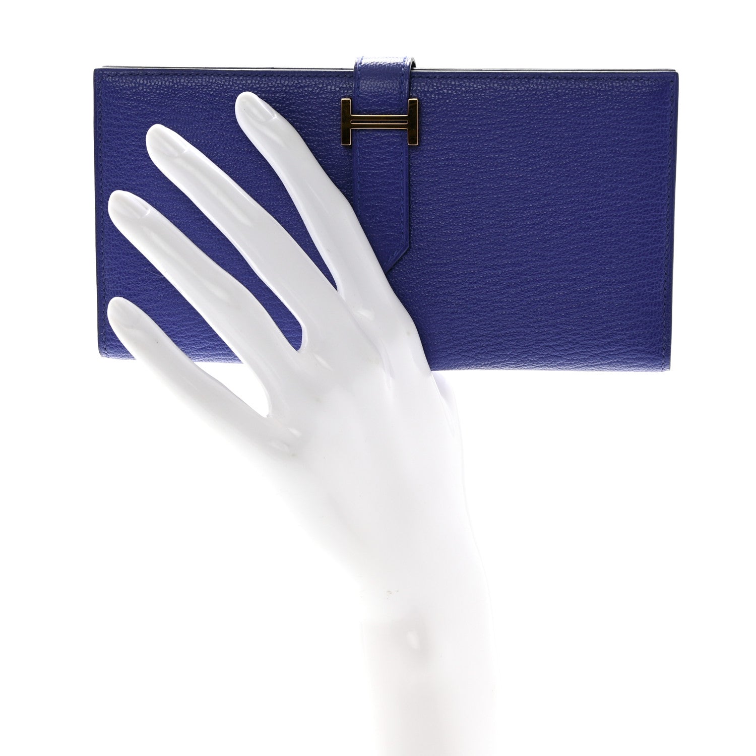 Hermes Chevre Mysore Bearn Gusset Wallet Bleu Electrique 2 of 8