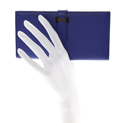 Hermes Chevre Mysore Bearn Gusset Wallet Bleu Electrique 2 of 8