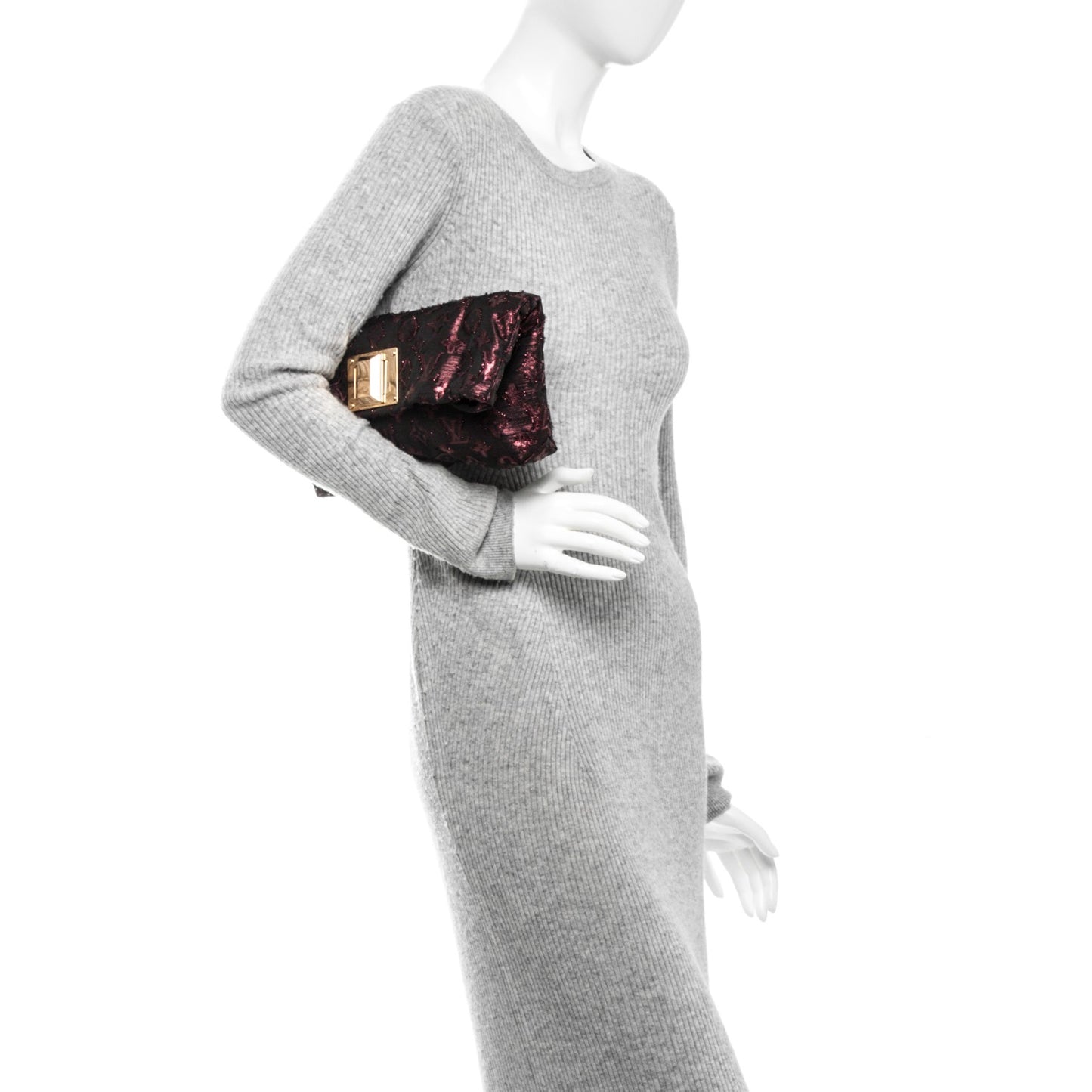 Lurex Quilted Monogram Altair Clutch Bordeaux