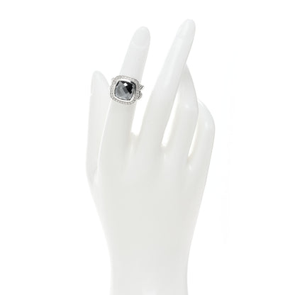 David Yurman Sterling Silver Diamond Hematite 11mm Albion Ring 48 4.5 2 of 5