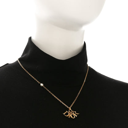 Christian Dior Pearl Logo Necklace Gold 2 of 4
