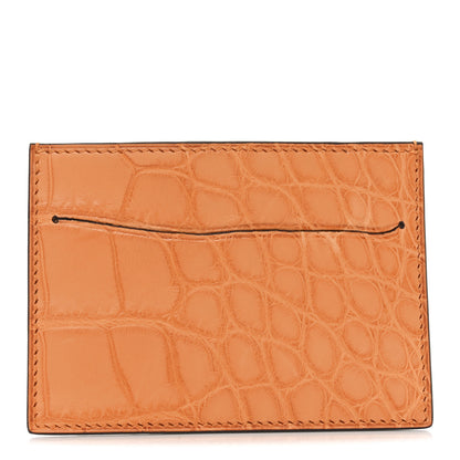 Hermes Matte Alligator Petit H Card Case Orange Caramel 1 of 7