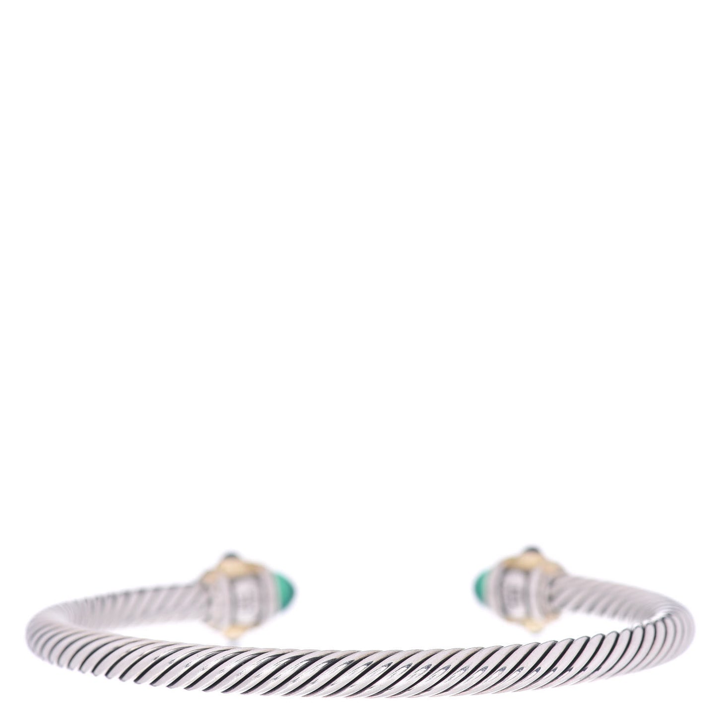 Sterling Silver 14K Yellow Gold Green Onyx Chrome Diopside Blue Topaz 5mm Cable Renaissance Bracelet