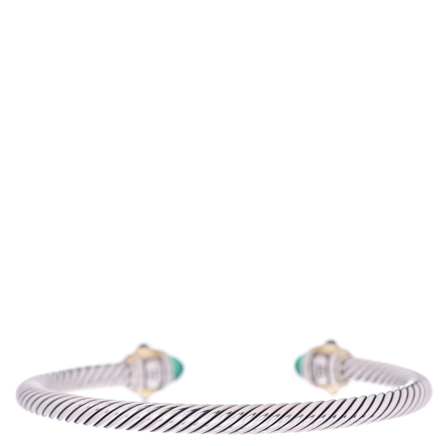 David Yurman Sterling Silver 14K Yellow Gold Green Onyx Chrome Diopside Blue Topaz 5mm Cable Renaissance Bracelet 3 of 4