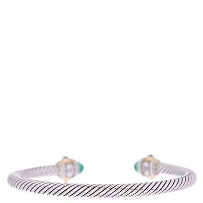 David Yurman Sterling Silver 14K Yellow Gold Green Onyx Chrome Diopside Blue Topaz 5mm Cable Renaissance Bracelet 3 of 4