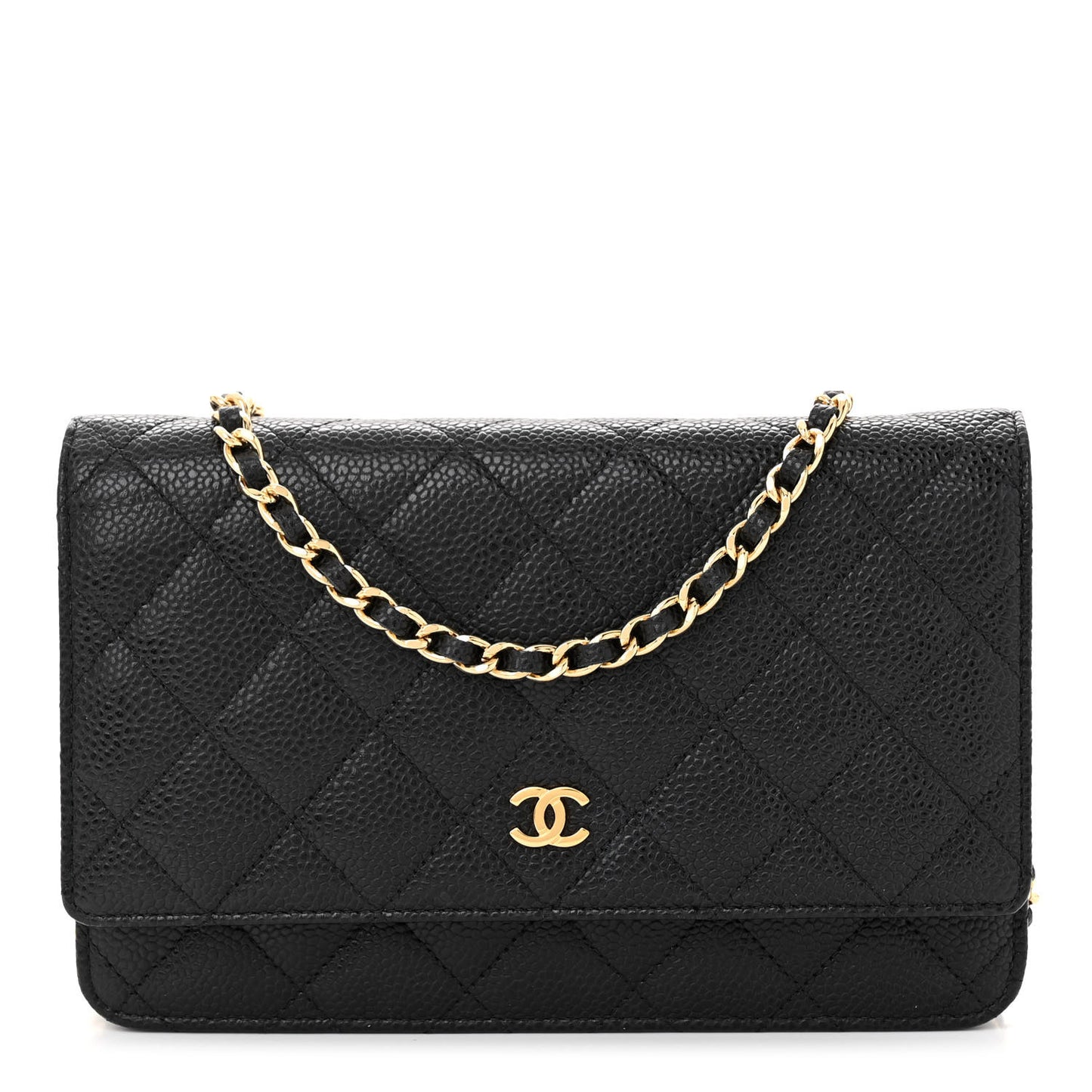Caviar Quilted Wallet on Chain WOC Black