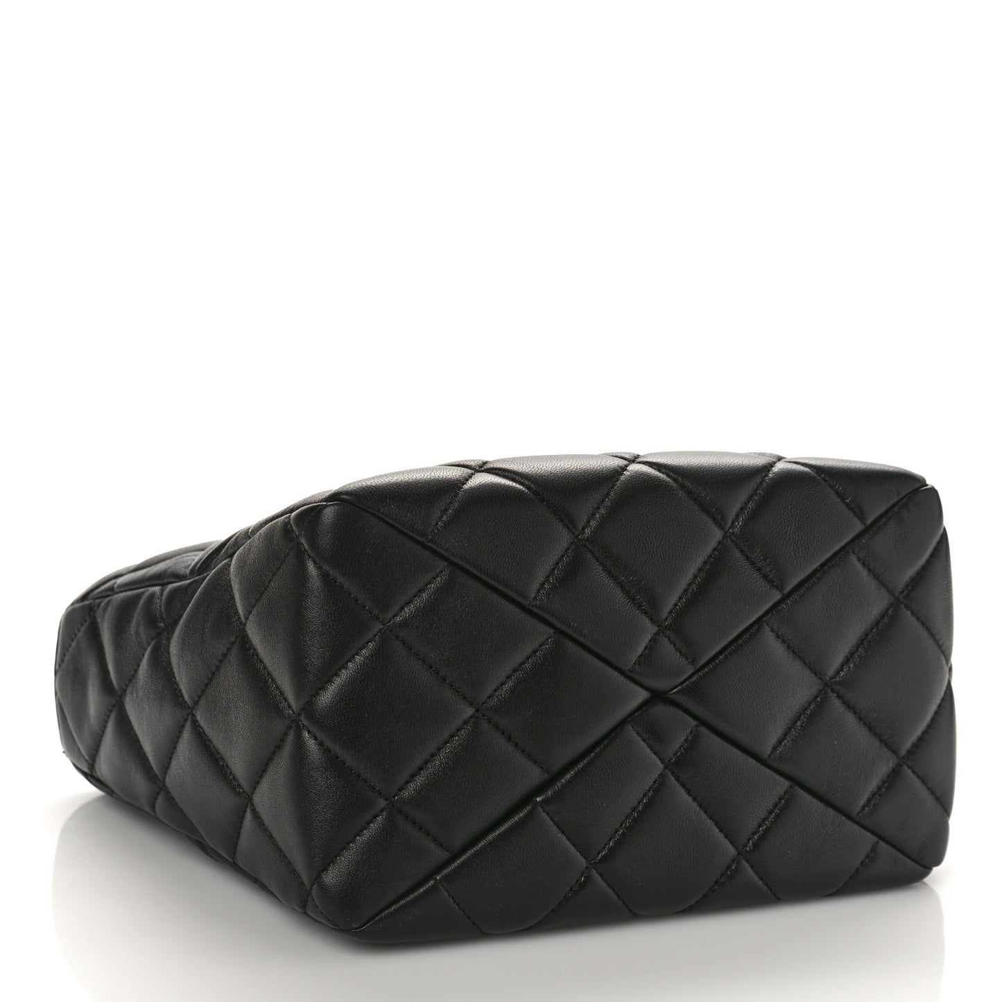 Lambskin Quilted Small Top Handle Shopping Bag Black