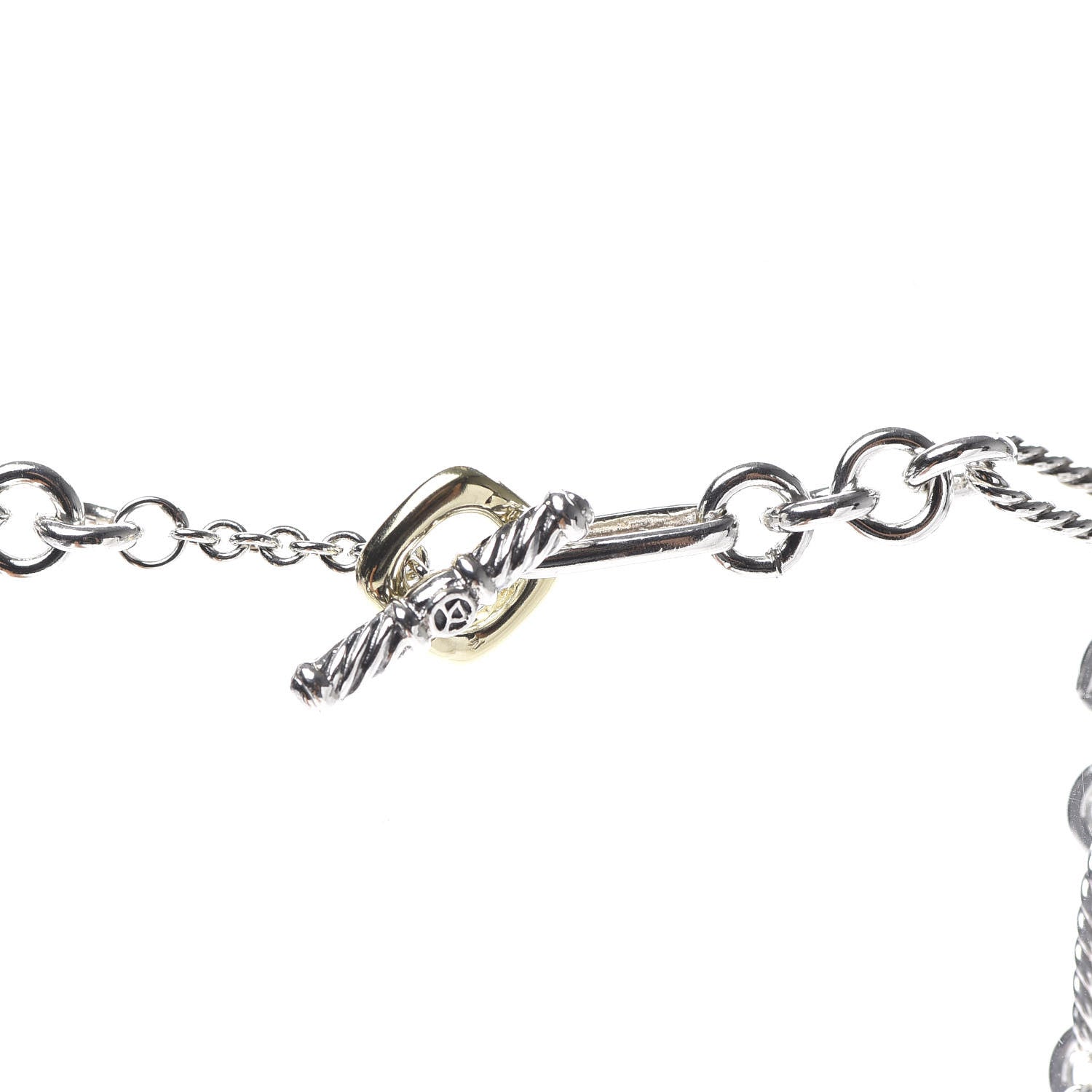 David Yurman Sterling Silver 18K Yellow Gold Figaro Chain Link Necklace 4 of 6
