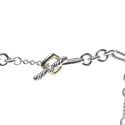 David Yurman Sterling Silver 18K Yellow Gold Figaro Chain Link Necklace 4 of 6