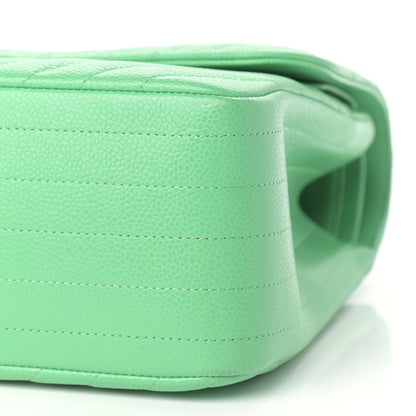 Chanel Caviar Chevron Quilted Jumbo Double Flap Green 8 of 8