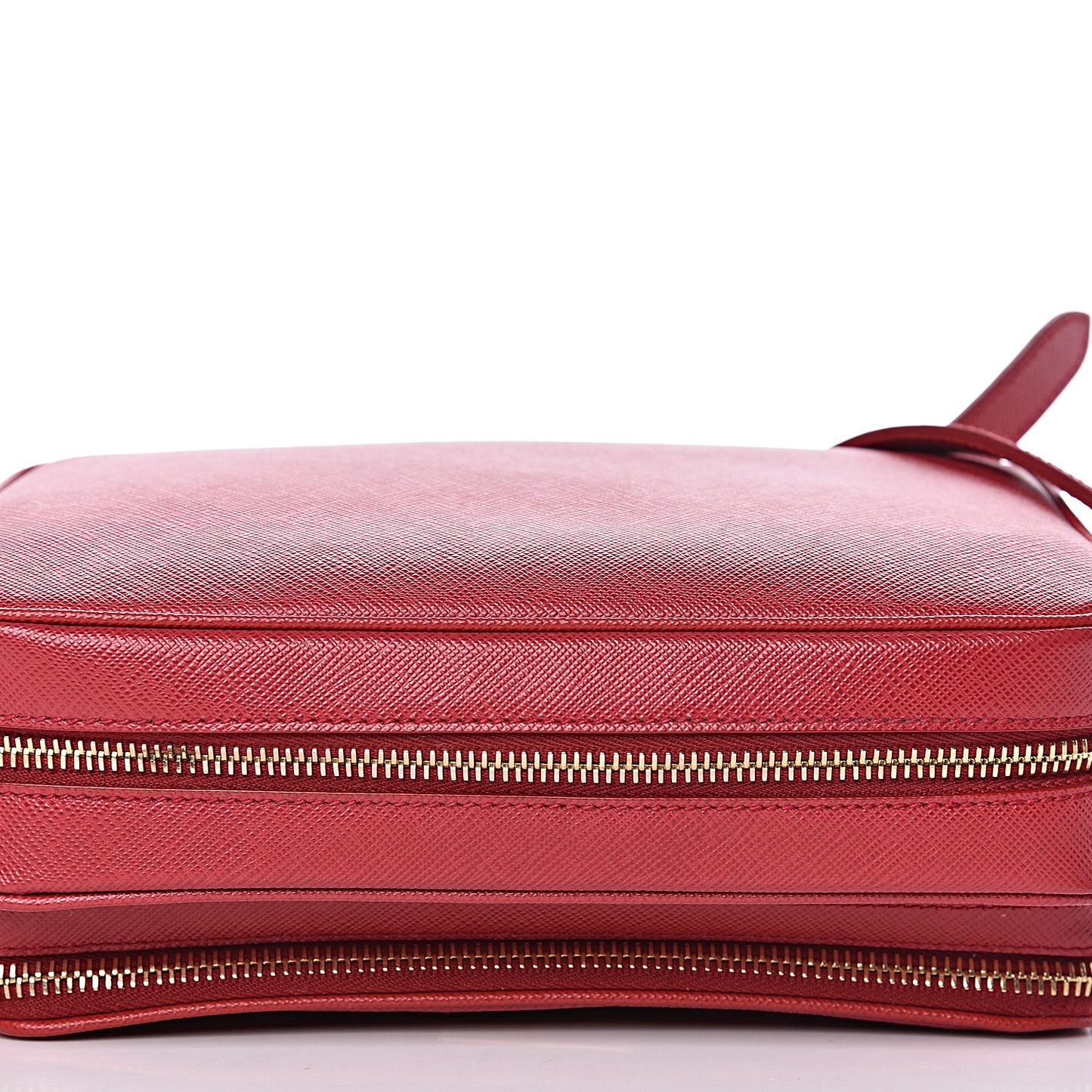 Saffiano Lux Double Zip Crossbody Bag Fuoco