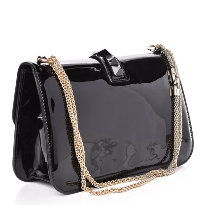 Valentino Garavani Patent Monochrome Large Glam Lock Rockstud Flap Black 3 of 10