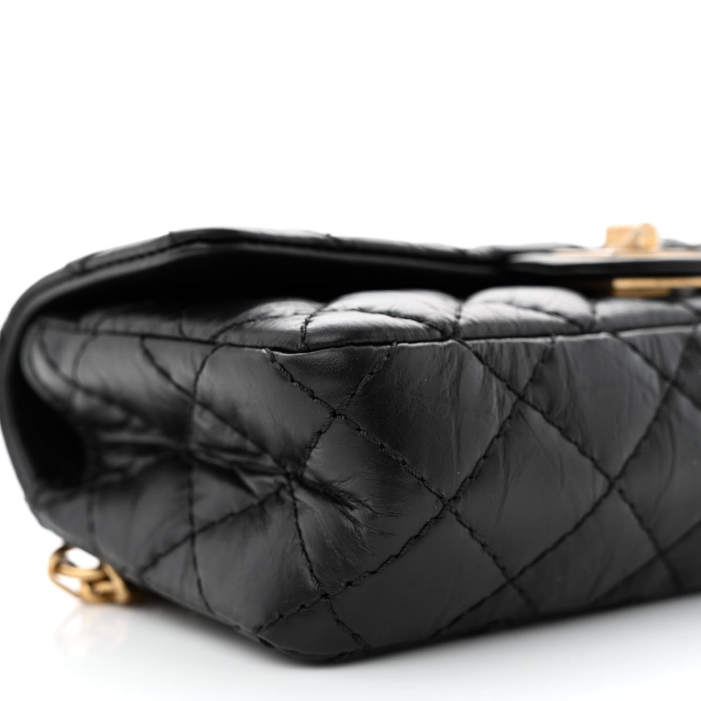 Aged Calfskin Quilted 2.55 Reissue Flap Belt Bag Clutch Black