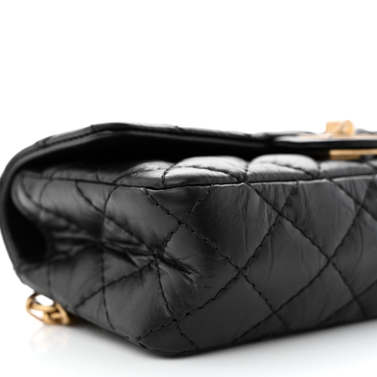 Chanel Aged Calfskin Quilted 2.55 Reissue Flap Belt Bag Clutch Black 9 of 11