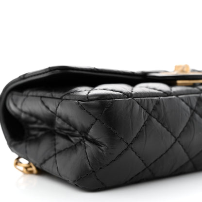 Chanel Aged Calfskin Quilted 2.55 Reissue Flap Belt Bag Clutch Black 9 of 11