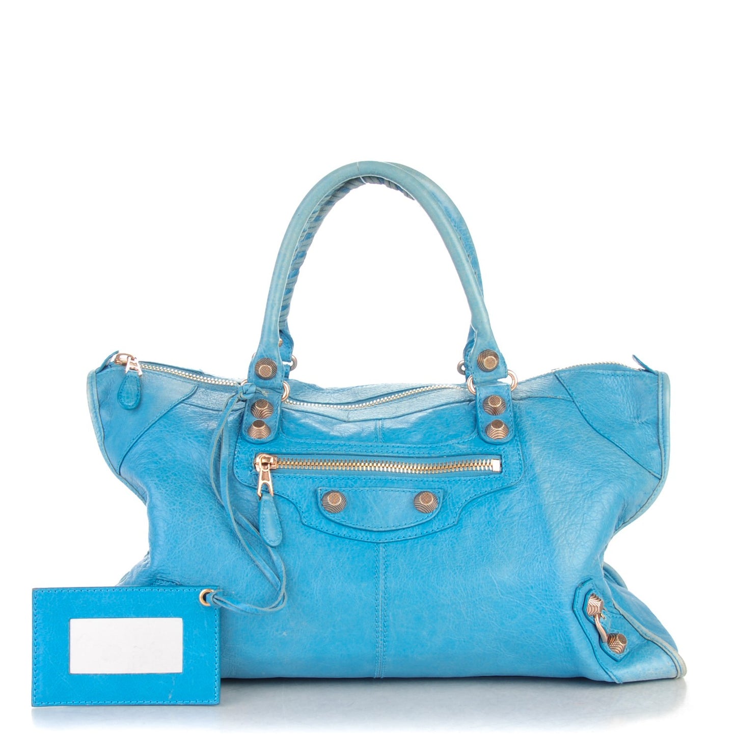 Agneau Giant 12 Rose Gold Hardware Work Bleu Indigo