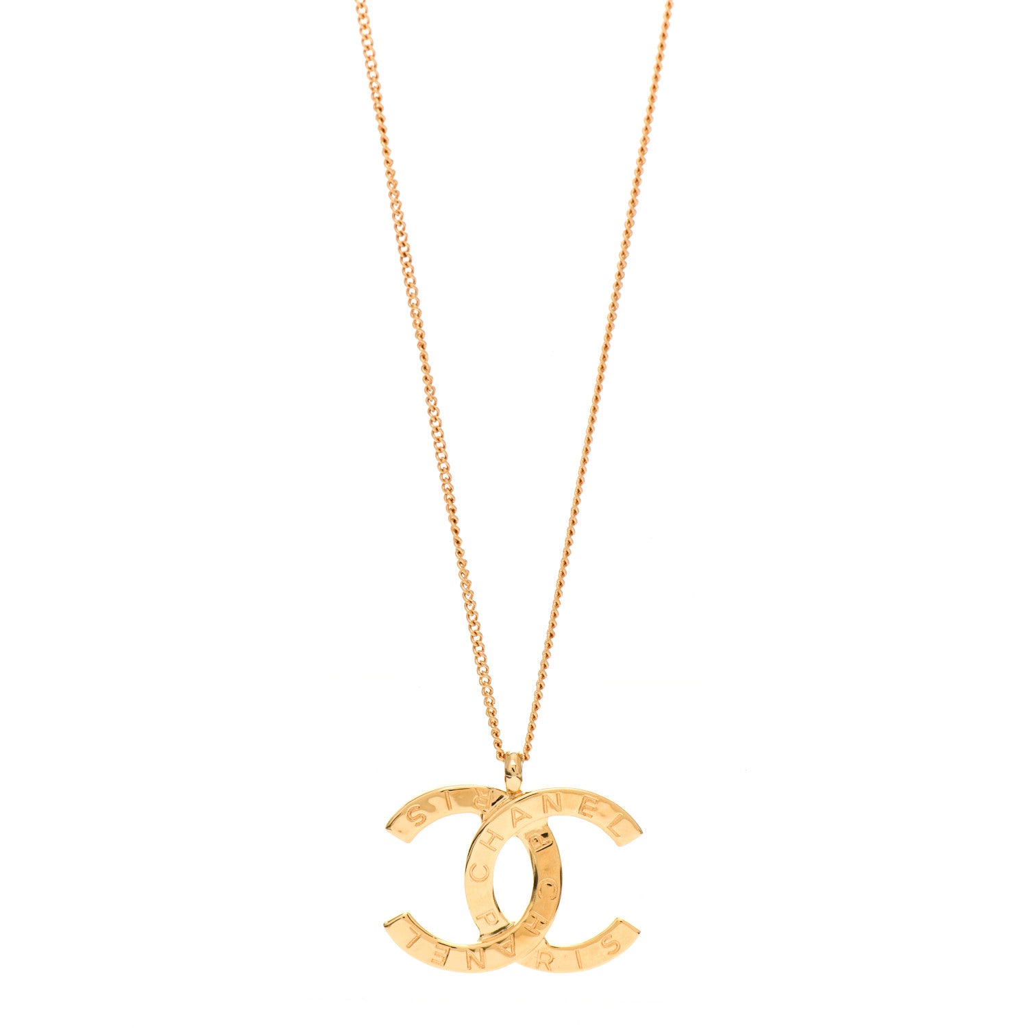 Chanel Metal CC Paris Button Necklace Gold 1 of 4