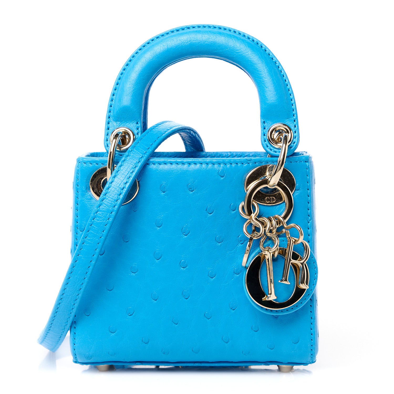 Christian Dior Ostrich Micro Lady Dior Blue 1 of 11