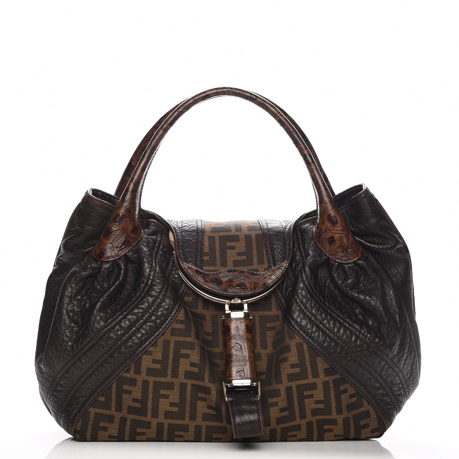Fendi Zucca Nappa Nuvolata Vitello Tortuga Spy Tobacco Moro 1 of 8