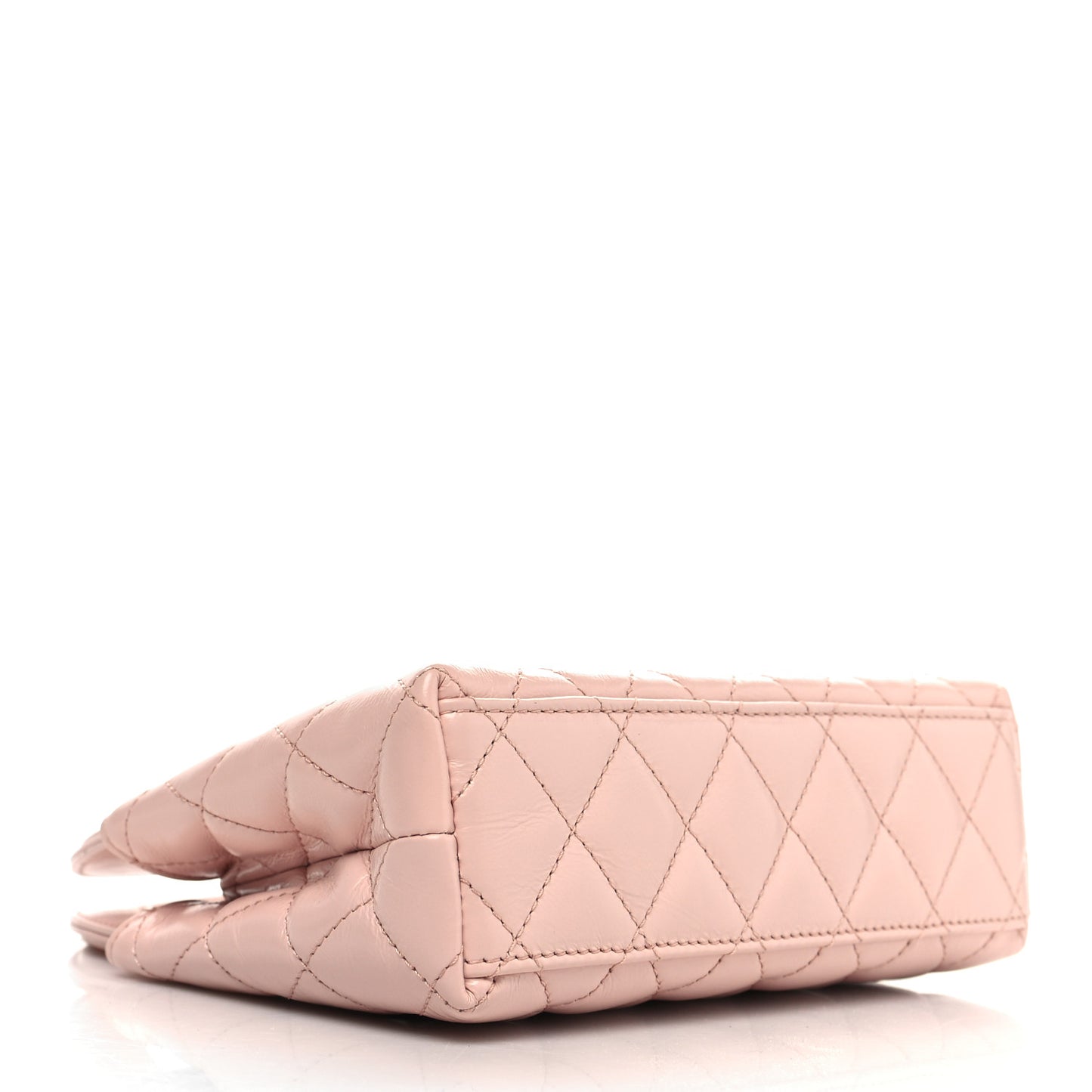 Shiny Aged Calfskin Quilted Nano Kelly Shopper Light Pink