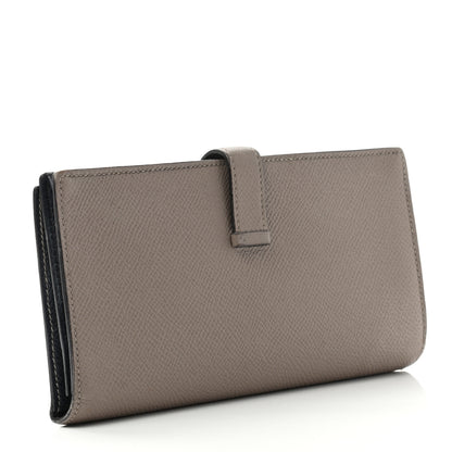 Hermes Epsom Bearn Verso Gusset Wallet Gris Tourterelle Bleu Indigo 3 of 15