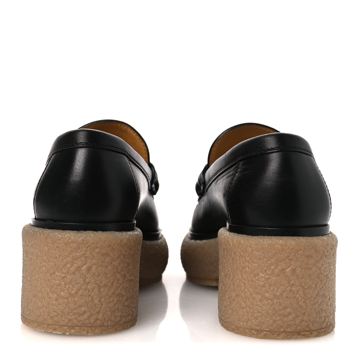 Glazed Calfskin Womens Fanny Loafers 36 Black