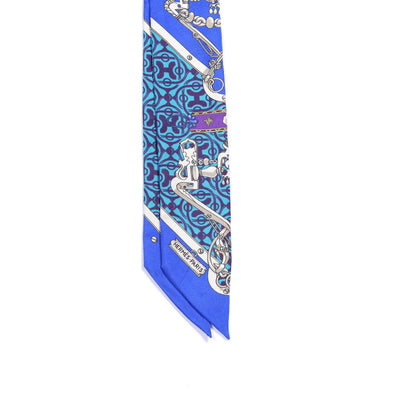 Hermes Silk Mors Et Gourmettes Remix Twilly Bleu Roy Turquoise Prune 3 of 4