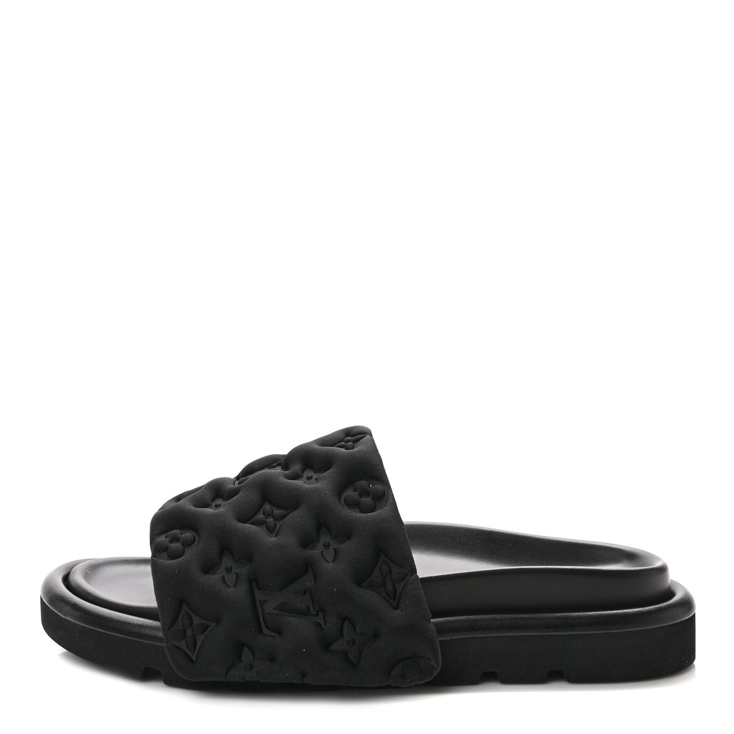 Technical Fabric Embossed Monogram Pool Pillow Comfort Mules 39 Black