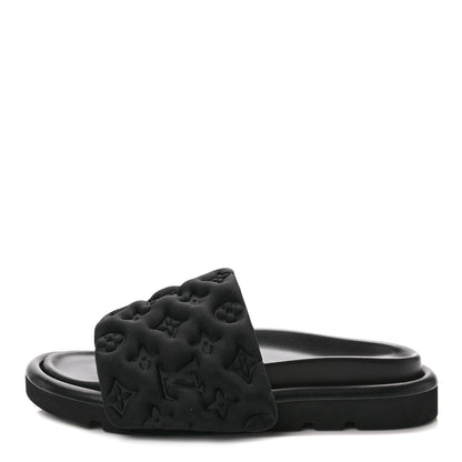 Louis Vuitton Technical Fabric Embossed Monogram Pool Pillow Comfort Mules 39 Black 1 of 10