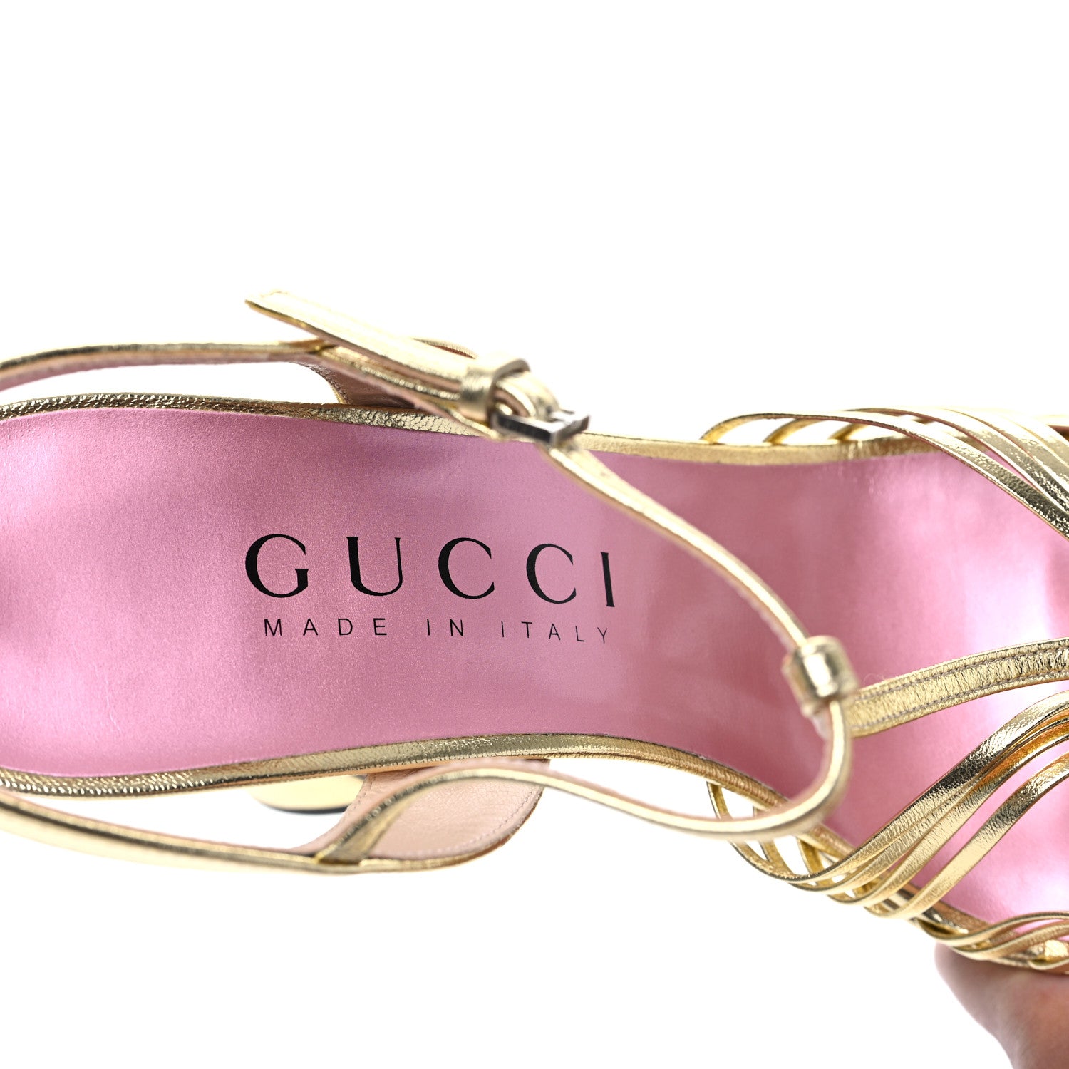 Gucci Nappa Silk Interlocking G Sandals Platform Strap Sandals 41 Platino 7 of 7