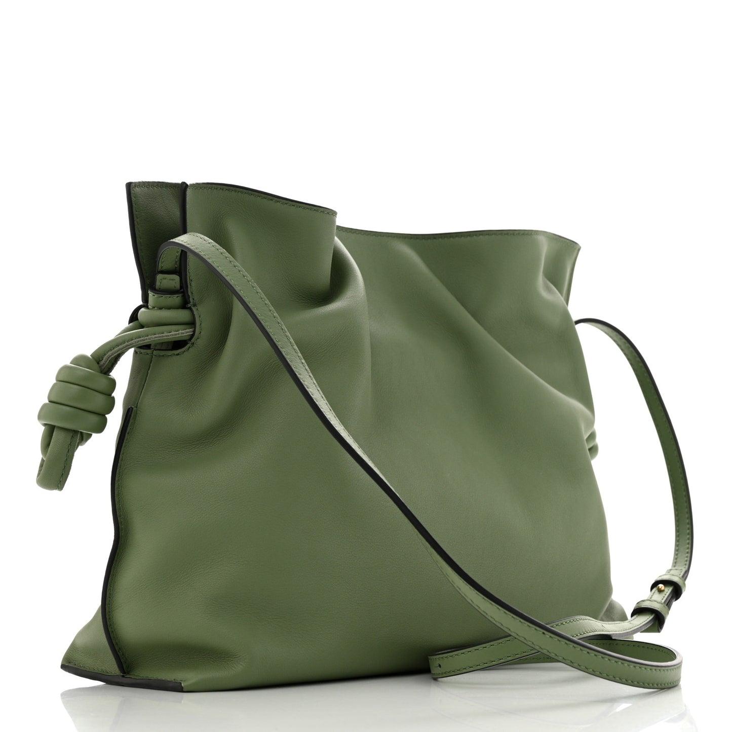 Calfskin Small Flamenco Knot Bag Avocado Green