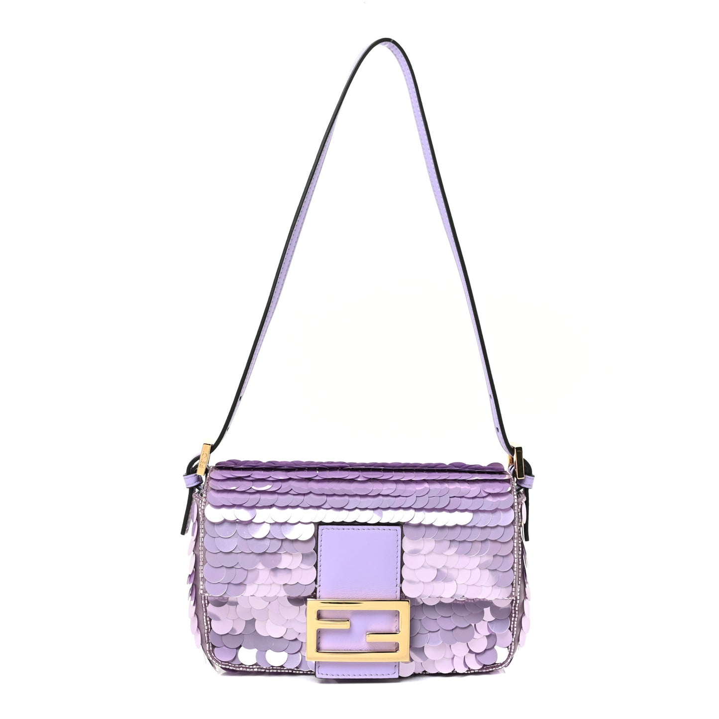 Satin Sequin Paillettes Shiny Nappa Mini Baguette 1997 Lilla