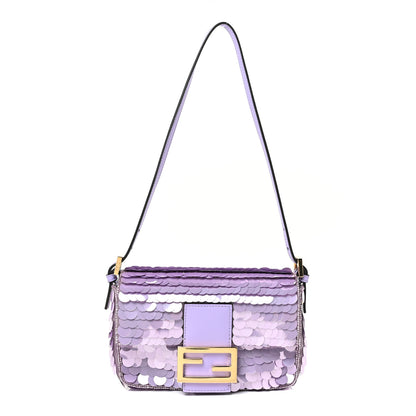 Fendi Satin Sequin Paillettes Shiny Nappa Mini Baguette 1997 Lilla 1 of 18