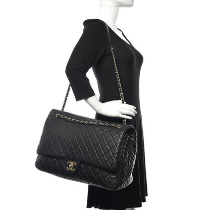 Chanel Calfskin Quilted XXL Travel Flap Bag Black 2 of 10