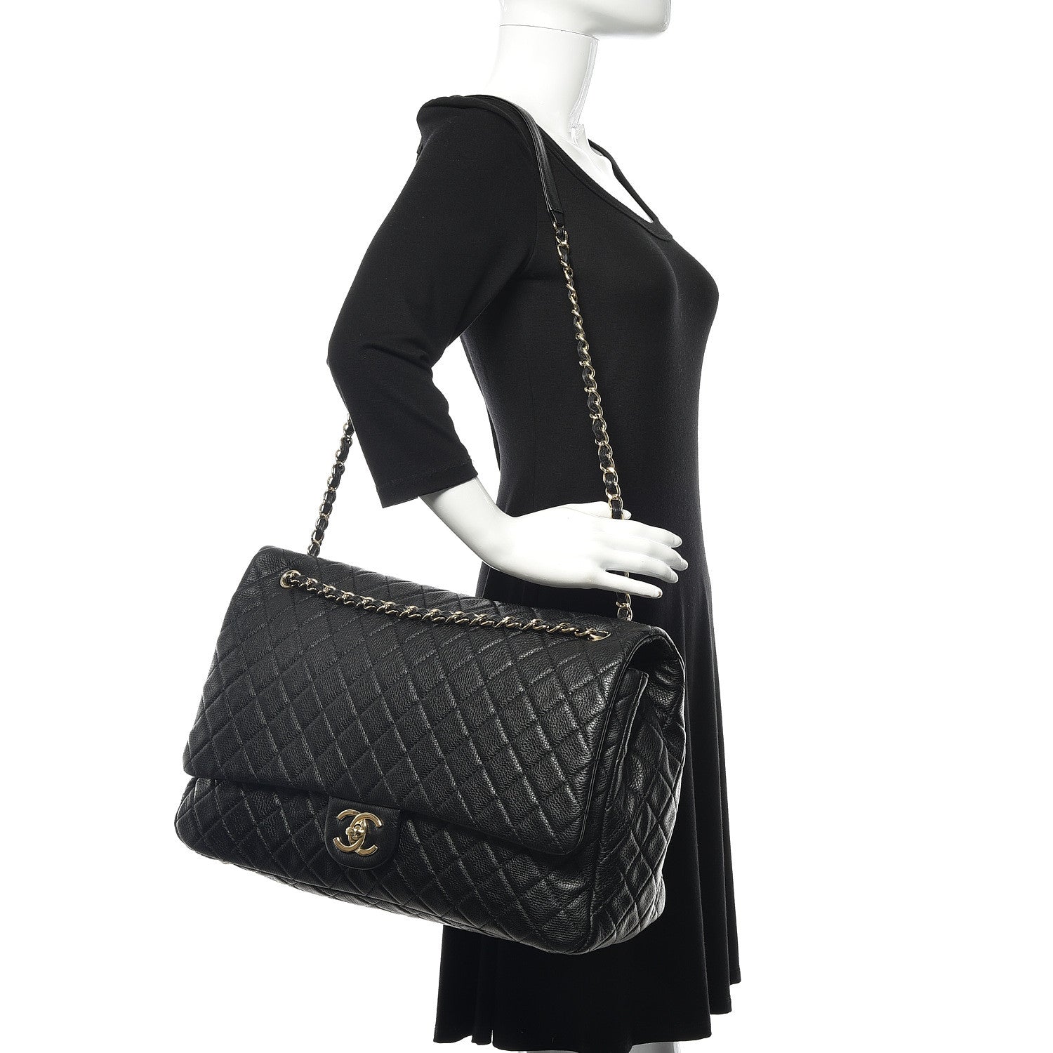Chanel Calfskin Quilted XXL Travel Flap Bag Black 2 of 10