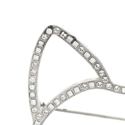 Chanel Strass Crystal Emoji Choupette Cat Brooch Silver 5 of 7