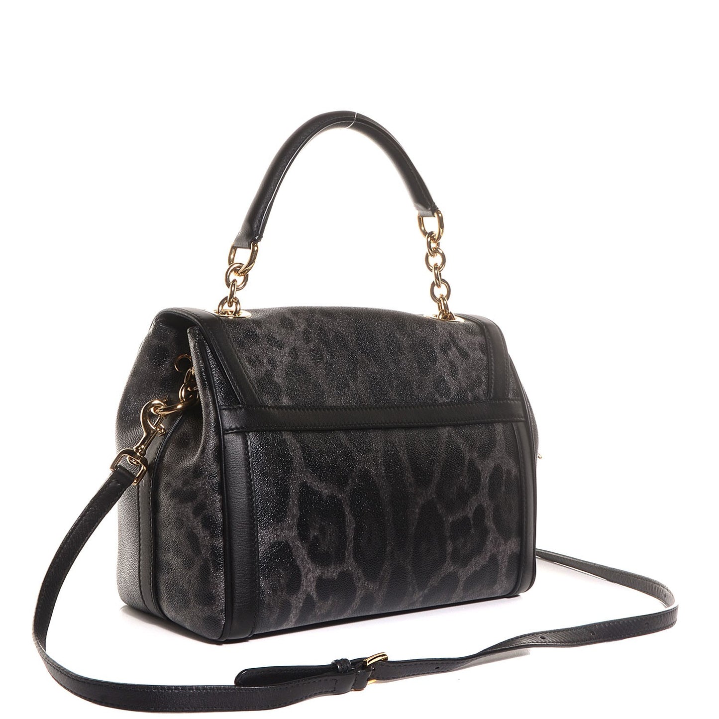 Coated Canvas Leopard Crest Shoulder Bag