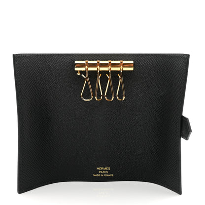 Hermes Epsom Bearn Multicles 4 Key Holder Black 6 of 7