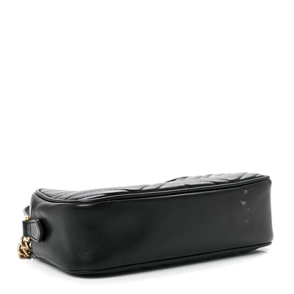 Gucci Calfskin Matelasse Small GG Marmont Chain Shoulder Bag Black 4 of 11